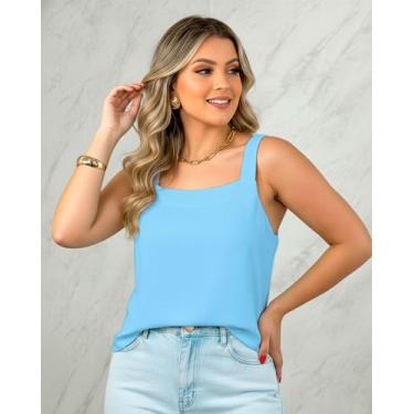 Imagem de Regata Feminina Alça Larga elegante em Viscose - - NoBrand, Azul, P