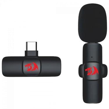 Imagem de Microfone de Lapela Redragon Athan, Wireless, USB Tipo-C, Preto
