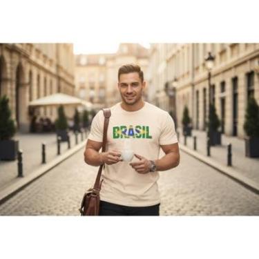 Imagem de Camiseta Casual Masculina Estampada Brasil Copa 2026 Malha Algodão do P ao G1-Masculino