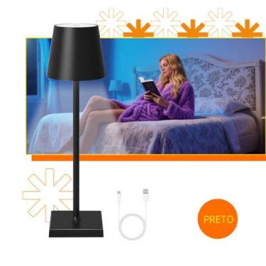 Imagem de Luminária de Mesa 3 Tons Cabeceira Luxuosa Abajur Recarregável Escriva