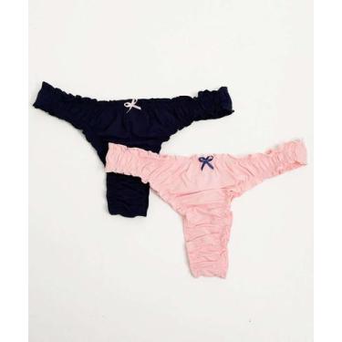 Imagem de Kit 2 Calcinhas Fio Dental Fru Fru Marisa-31163, Rosa, Azul, P