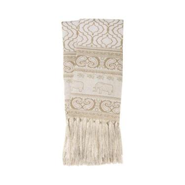 Imagem de Manta Rústica para Sofá Indiano Bege e Branco