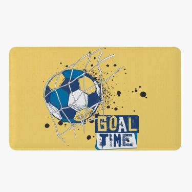 Imagem de Tapete Para Quarto Infantil Estampado Futebol Goal 60cm X 40cm - Base Antiderrapante Co...