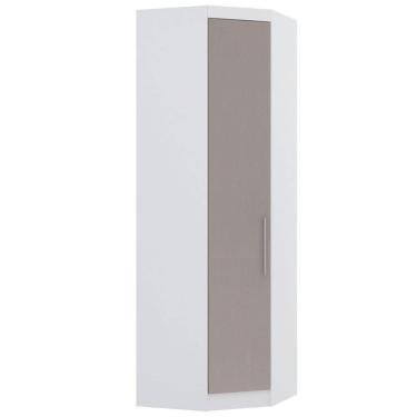 Imagem de Guarda Roupa de Canto Diagonal 70cm 1 Porta Alpes Luciane Móveis Branco Pf-cinammon Pf