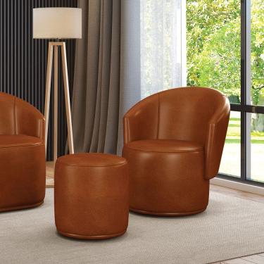 Imagem de Poltrona E Puff Malu M11 Sintético Pu Marrom D'Rossi