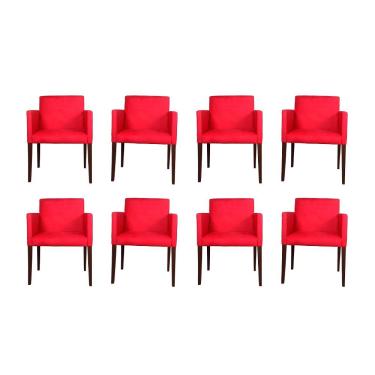 Imagem de Kit 8 Poltronas Nina Escritório Sala De Recepção Tecido Suede Vermelho Rud House