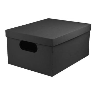 Imagem de Caixa Organizadora Multiuso Dello Linho Média 20L Plástica, Preta, Azu