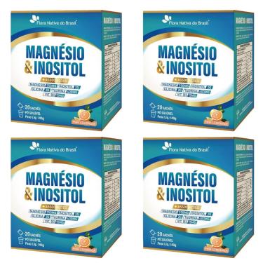 Imagem de Kit 4 Magnésio e Inositol + Associações Sabor Pink Lemonade 4x20 sachês Flora Nativa do...