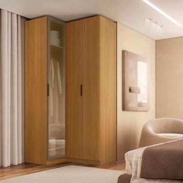 Imagem de Guarda-roupa de Canto Reto 3 Portas 1 Reflecta Altezza Freijó