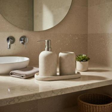 Imagem de Kit Banheiro 3 Peças Cimento Poliresina Ou Cerâmica Mart, Cerâmica