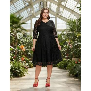 Imagem de Vestido Plus Size 36 Festa Renda Madrinha Aniversario Formatura - Bell