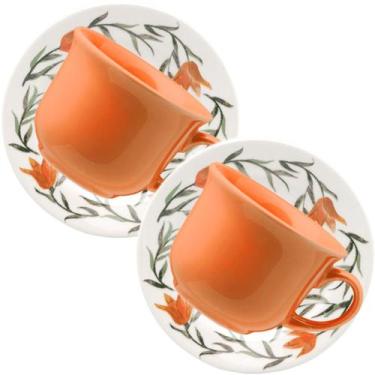 Imagem de Kit Jogo Xícaras 10 Pessoas 10Pçs Donna Lírios Oxford 200ml - Gici Hom