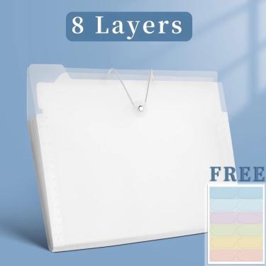 Imagem de Pasta A4 para Documentos OEM 6210 8 Layers Grande Capacidade Impermeável Plástico 1 Unidade Branco