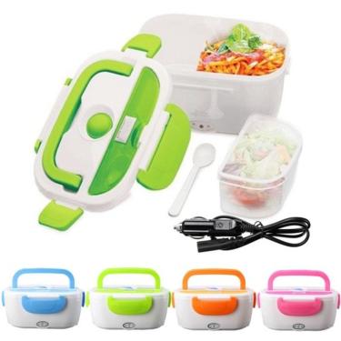 Imagem de Marmita Elétrica Veicular Lunch Box 12V para Carro com Divisórias Colher Tecnologia PTC Verde Yeet