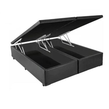 Imagem de Base Box Baú King Bipartido Sintético Cinza 42x193x203