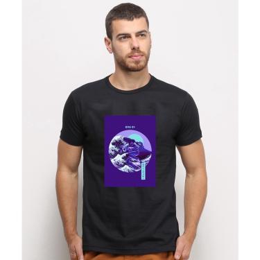 Imagem de Camiseta masculina Preta algodao Evangelion Eva 1 Anime Arte Otaku