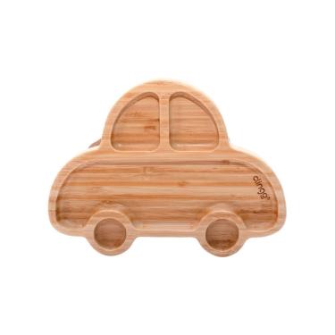 Imagem de Prato Infantil Bambu Carrinho com Ventosa e Divisórias Ecológico Seguro Tpc Amarelo par...