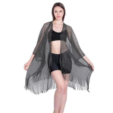 Imagem de Saída de Praia com Franjas Metálico Nova Moda Para o Verão - anjo da m