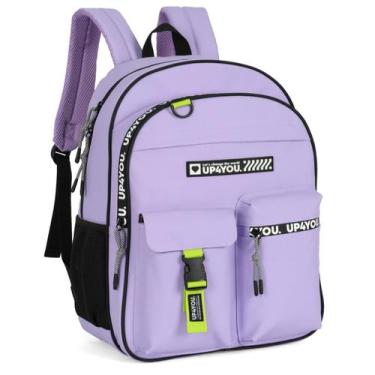 Imagem de Mochila Juvenil Escolar Grande Emborrachada Roxo Feminino - Up4You