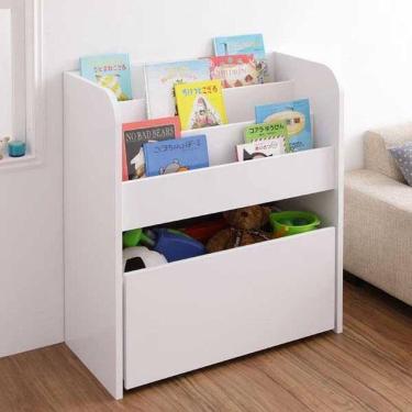 Imagem de Organizador de Livros com Baú Infantil Austin MDF 80CM Branco