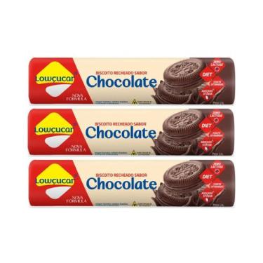 Imagem de Kit 3 biscoito recheado diet zero lactose chocolate 120g lowçucar