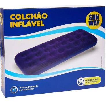 Imagem de Colchão Inflável Solteiro Sun Way Camping Viagem Roxo Veludo