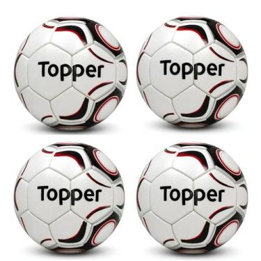 Imagem de Kit 04 Bola De Futebol Society Topper Maestro PRO, Vermelho, Prata, Ún