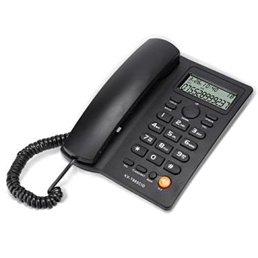 Imagem de Telefone fixo com fio, com tela/chamada em espera, chamadas manuais, função de redução de ruído mudo integrada, adequado para escritório em casa, hotel, desktop (preto)