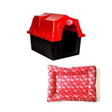 Imagem de Casa Para Cães Jel Plast Plástica N3 Vermelha + Colchonete
