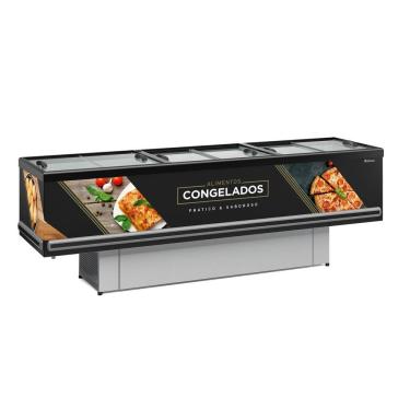 Imagem de Ilha De Congelados Standard Gesv-290r Preta Vidro Reto 220V - Gelopar