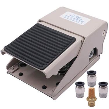 Imagem de Twidec Kit De Válvula De Pedal Pneumática 1 4 "Npt 4 Vias 2Posições Rosqueado Borracha Antiderrapante Controle De Pressão De Pé Com Silenciador E 3Peças 8Mm Conexões Pneumáticas Fv-420-Pc8-X
