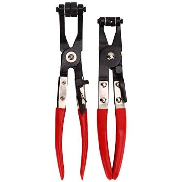 Imagem de Alicate de remoção e instalação de braçadeira de mangueira, 2 peças, alicate de braçadeira de mangueira de banda plana, alicate de clipe de tubo angular de 45 graus para clipes de mola de tubo de refrigeração de combustível