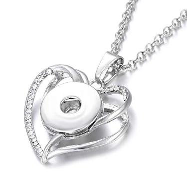 Imagem de Colar com botão de pressão Lovggie, formato de coração, pingente, 18 mm, botões de pressão, joias, presentes de Dia dos Namorados