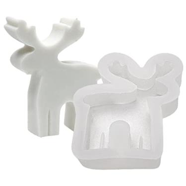 Imagem de vela natal, silicone alce árvore natal 3D, silicone decoração natal para fabricação velas, resina sabonete artesanal faça você mesmo para decoração casa