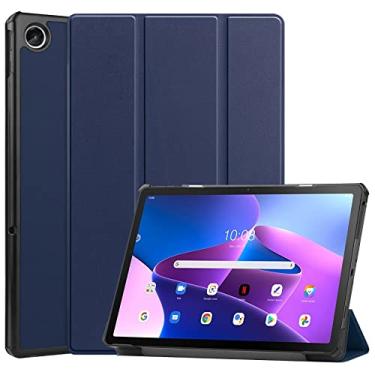 Imagem de Capa para tablet Lenovo Tab M10 Plus (3ª geração) Capa para tablet 10" Slim Tri-Fold Stand Smart Case, Multi- Ângulos de visualização Suporte Hard Shell Folio Case Case Auto Sleep/Wake (Cor: Azul)