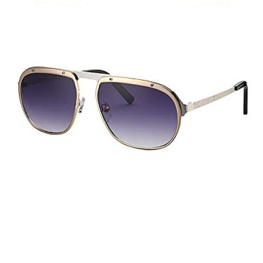 Imagem de Óculos de sol vintage masculinos tendência armação quadrada óculos de sol retro designer masculino óculos de sol retrô para motorista UV400 Zonnebril Dames, cinza dourado, tamanho único