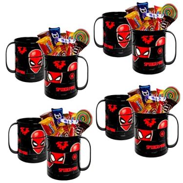 Imagem de Kit 10 Canecas Girat�ria Divertidas do Homem Aranha Decora��o Festa Infantil Super X�cara Para anivers�rio Crian�as