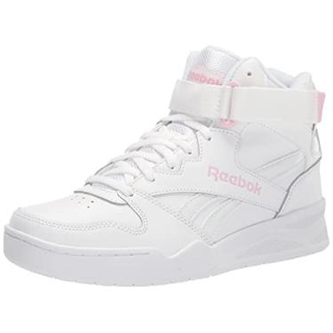 Imagem de Reebok Tênis de basquete feminino de cano alto Bb4500, Branco/Frost Berry/Quartzo metálico, 39