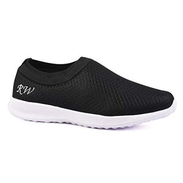 Imagem de Tênis Meia Sem Cadarço Leve Macio Slip On Runway Feminino Tamanho:37;Cor:Preto