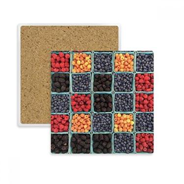 Imagem de Porta-copos quadrado com foto da natureza e porta-copos com moldura de frutas frescas