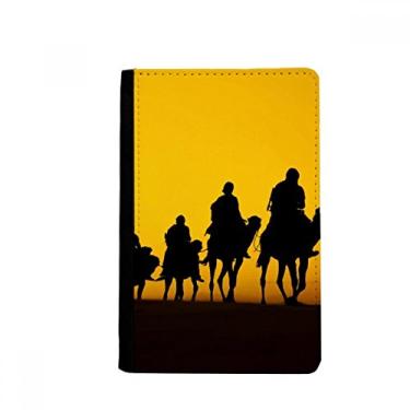 Imagem de Outline Sunset Journey Silk Road Camel Deserto Porta-passaporte Notecase Burse Capa carteira porta-cartões