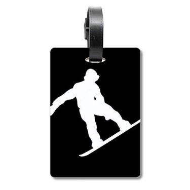 Imagem de Jumping Skateboarding Sport Black Outline Mala de Bagagem Etiqueta Cartão de Bagagem Scutcheon Etiqueta
