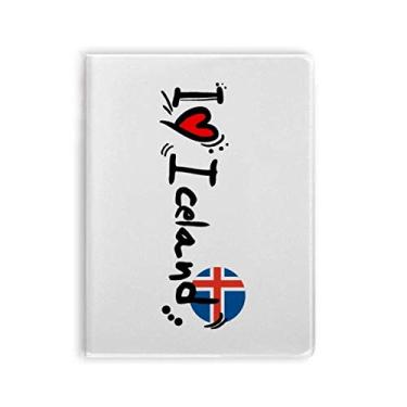 Imagem de Caderno com ilustração de coração I Love Iceland Palavra Bandeira da Icelândia Capa de goma Diário de capa macia