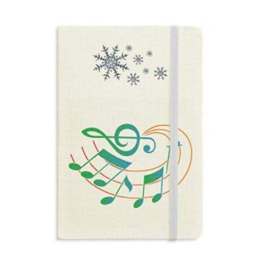 Imagem de Caderno de anotações musicais com estampa laranja verde e espesso, flocos de neve para inverno