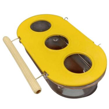 Imagem de Comedouro com Poleiro 3 Furos - Amarelo