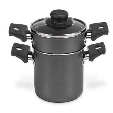 Imagem de Mini Cuscuzeira Multiflon Antiaderente com Alça TPA Versátil - Cinza