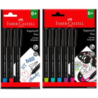 Imagem de Caneta Supersoft Pen 1.0mm Ponta Media Faber Castell Kit 8Un - Faber-C