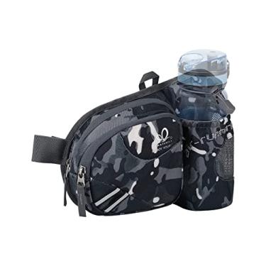 Imagem de WATERFLY Bolsa de cintura para caminhada, pochete com suporte de garrafa de água para homens, mulheres, corrida, cães, caminhadas, pode conter iPhone 8 Plus tamanho da tela 16,5 polegadas, Camouflage black