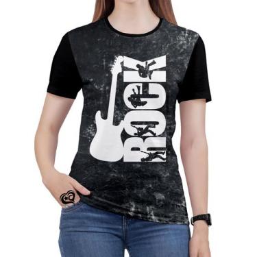 Imagem de Camiseta Rock N Roll Plus Size Feminina Guitarra Blusa Cinza - Alemark