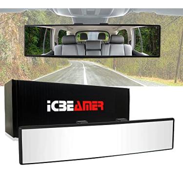 Imagem de Espelho retrovisor ICBEAMER Clip On 23,9 cm | Película transparente convexa, vidro panorâmico HD de grande angular, antirreflexo, ajuste universal para carro, SUV, caminhão | Elimina pontos cegos